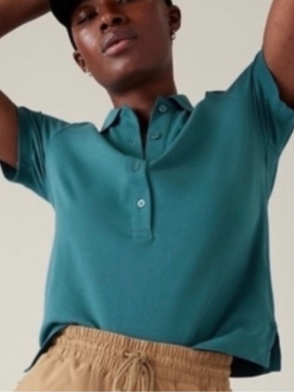 Athleta Teal Short Sleeve Polo Top